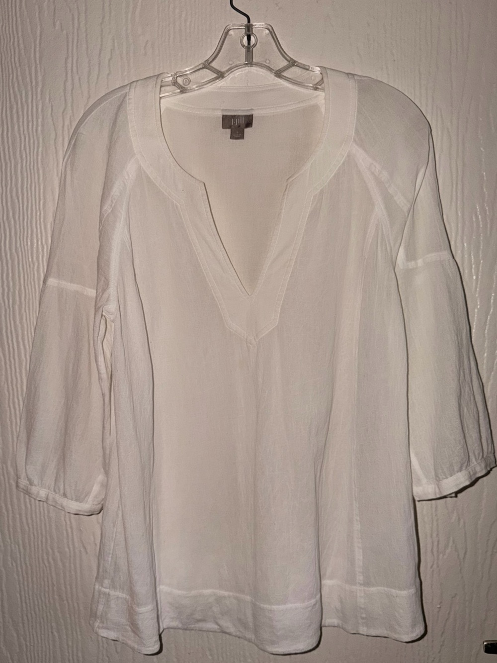 J.Jill White Cotton V-Neck Tunic Top